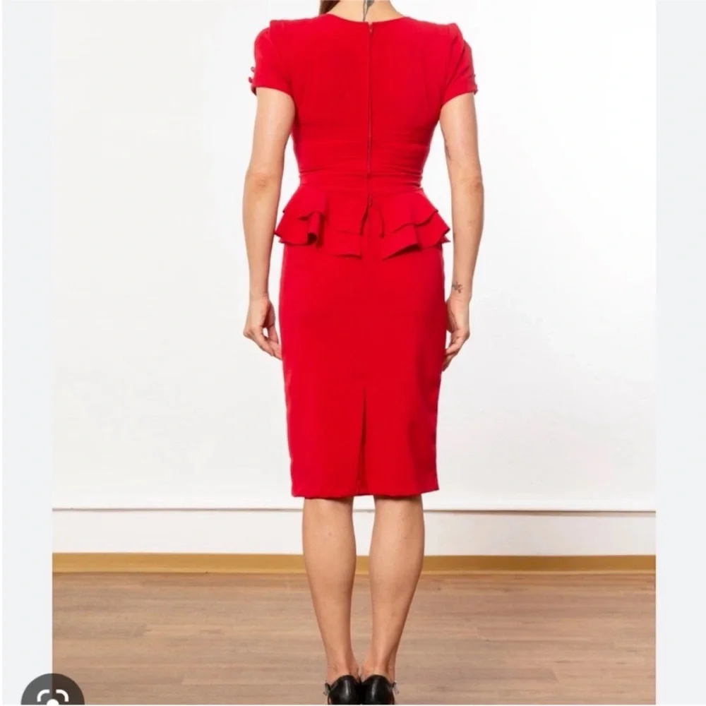 🆕 Stop Staring “Faith” vintage inspired pinup retro peplum midi dress. - Picture 4 of 14